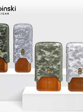LUBINSKI鲁宾斯基雪松木内胆超纤维皮2/3支装雪茄套便携雪茄盒