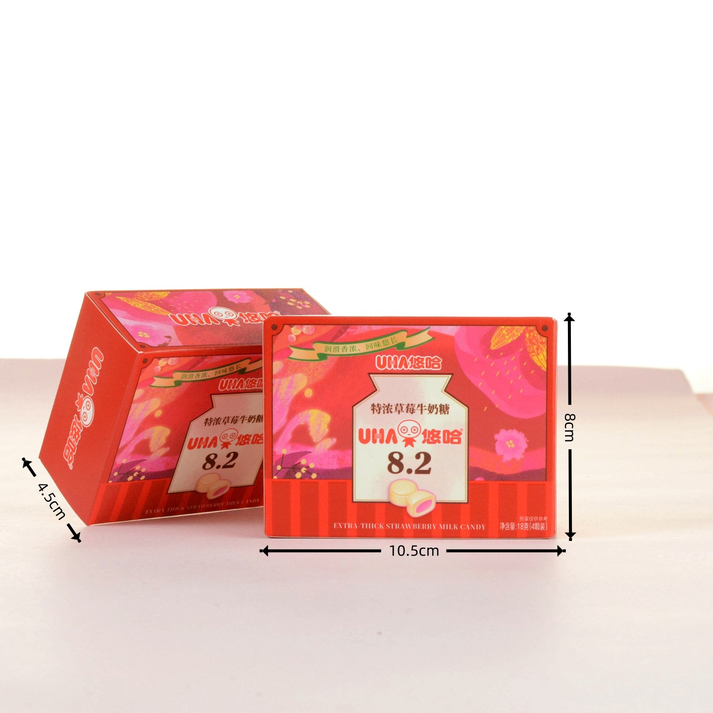 UHA悠哈8.2特浓草莓牛奶糖订婚结婚满月过寿喜礼糖果红盒18g/4粒