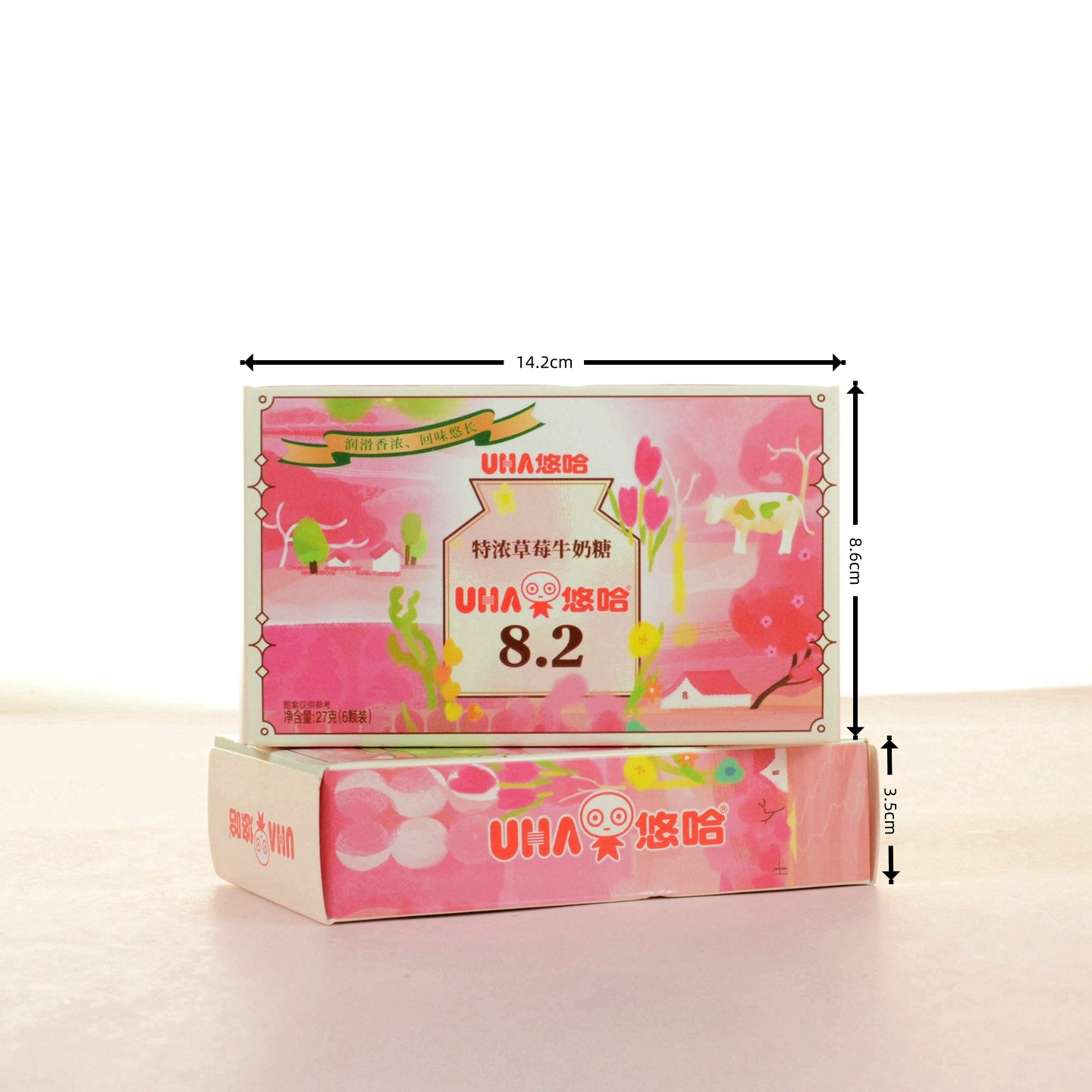 UHA悠哈8.2特浓草莓牛奶糖结婚满月回礼儿童解馋糖果盒装27g/6粒