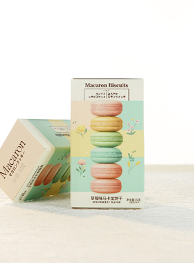 彩虹日记ZD09草莓味马卡龙饼干结婚生日伴手礼解馋零食35g/5枚装