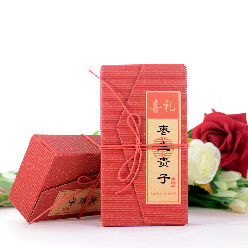 唯口爱Vikoi喜礼喜事枣子枣生贵子波浪纹系绳中式伴手礼50g/2袋装