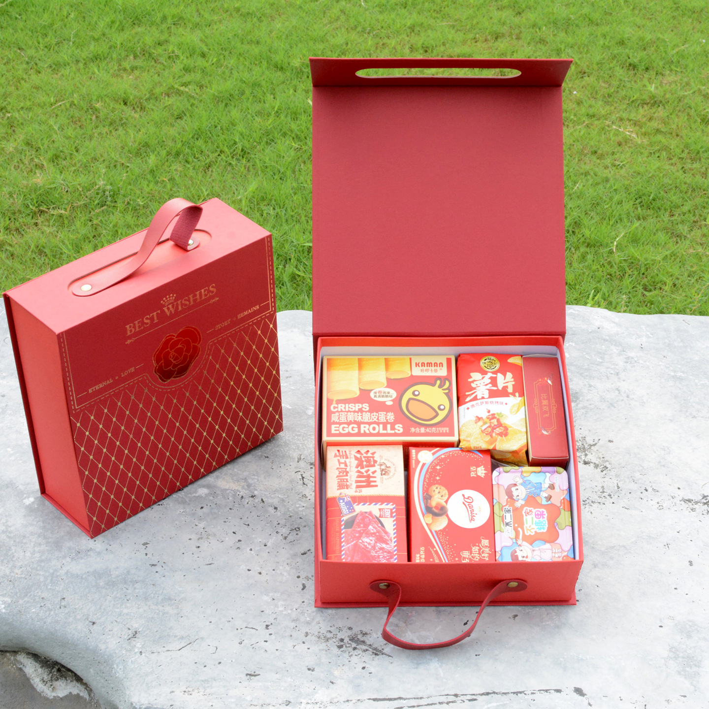 新款喜糖礼盒套装成品含糖订婚结婚满月伴手礼实用喜礼红山茶花款