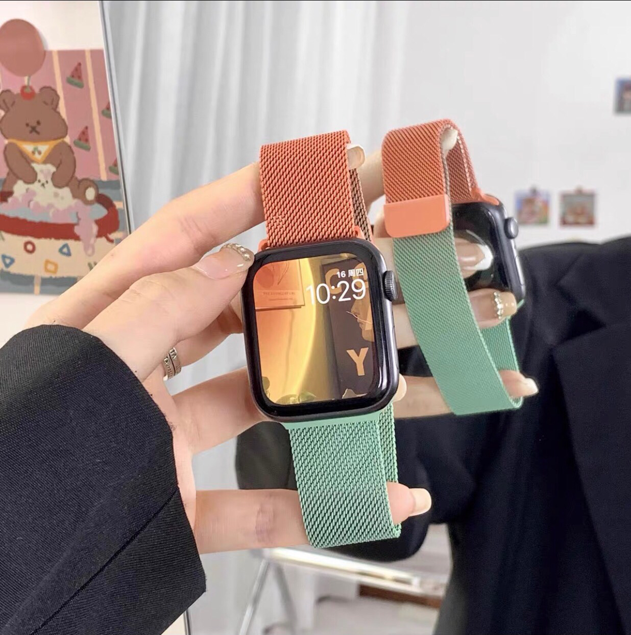 适用苹果手表表带iwatch8手表带米兰applewatchs9金属s10磁吸表带