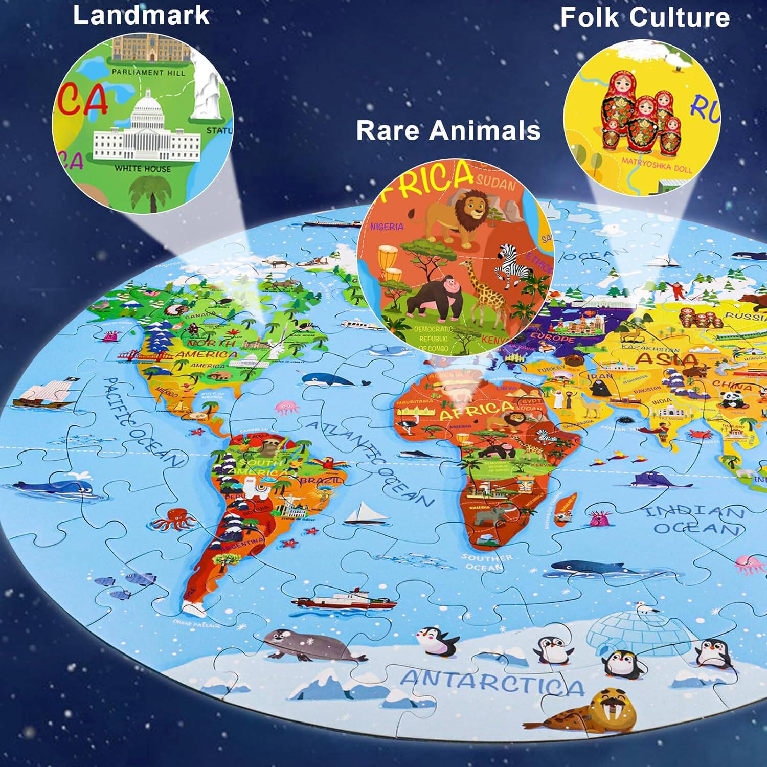 World Map Puzzle for Kids Ages 4-8 Jigsaw Toy - Taobao product photo 3
