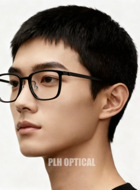 新款板材眼镜框林德同款商务时尚方框可配近视纯钛超轻光学眼镜架