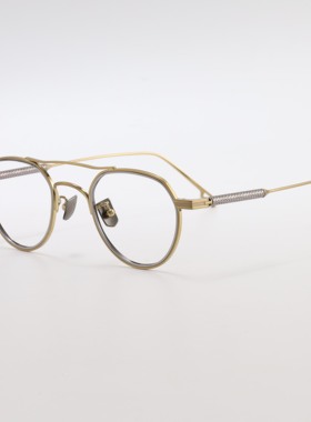 STARKH-T11双梁β钛复古眼镜精雕山字纹可配高度数防蓝光变色日系