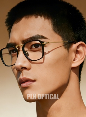 日系手工光学纯钛眼镜框复古方形板材玳瑁平光近视眼镜架防蓝光