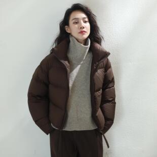 小火炉~加厚保暖90白鹅绒羽绒服短款简约女鹅绒服立领面包服外套