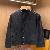 美式 休闲立领潮流机车外套男款 复古水洗做旧宽松夹克上衣冬季 新款
