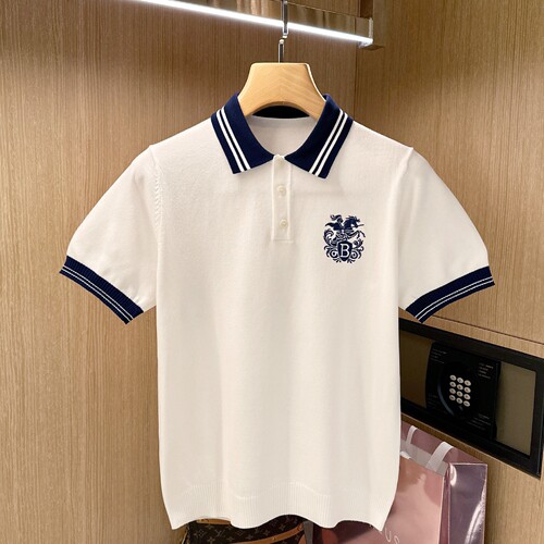 夏季短袖法式刺绣拼色polo衫奢华