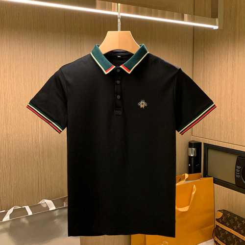 夏季短袖街拍蜜蜂刺绣polo衫轻奢