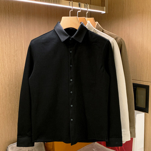 尖领长袖休闲磨毛呢衬衫外套保暖