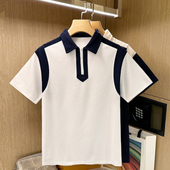 拼色宽松翻领t恤男 美式 复古休闲男士 夏季 polo衫 潮流个性 短袖 新款