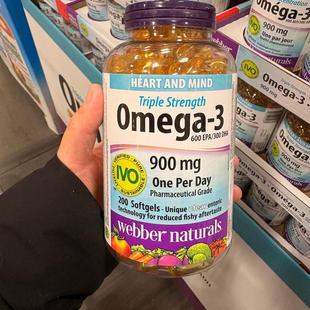 加拿大直邮伟博鱼油900mg高含量深海鱼油200粒浓缩Omega3 成人DHA