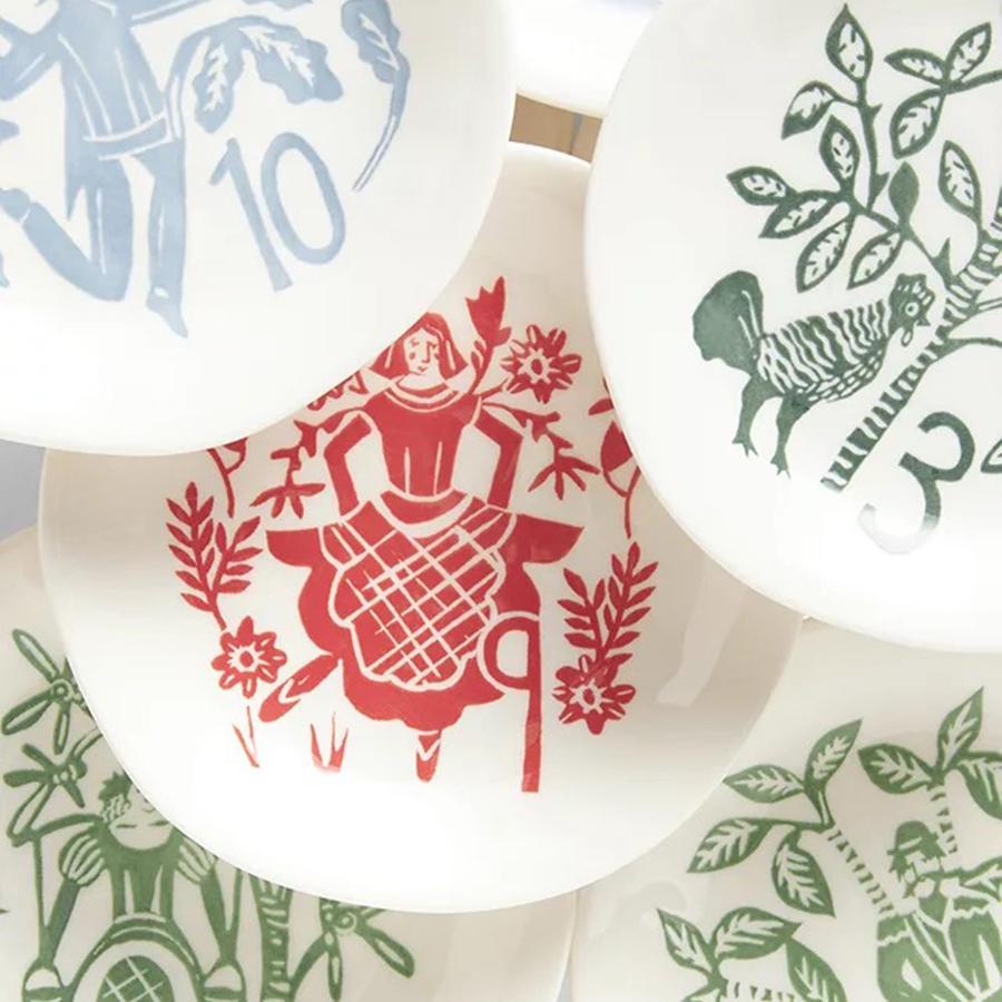 圣诞节12天细瓷釉下彩15cm小圆碟