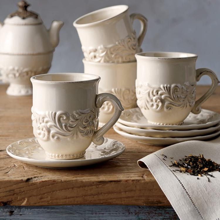 阿坎瑟斯叶陶瓷做旧马克杯盘