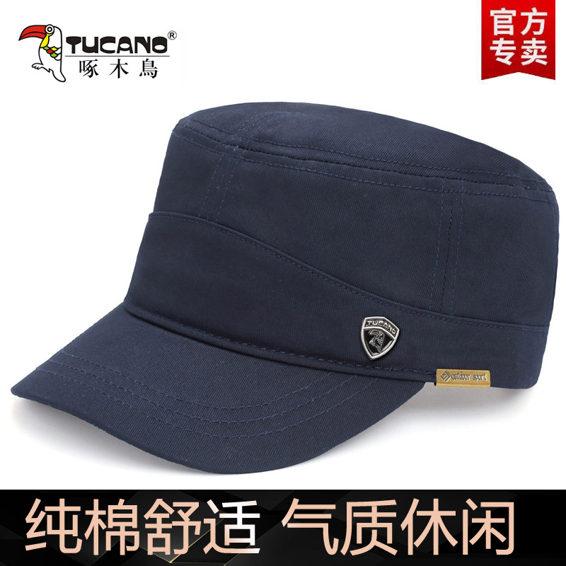 啄木鸟中老年四季款户外遮阳防晒鸭舌帽秋季男士休闲气质平顶帽男