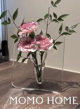透明亚克力花瓶桌面插花器艺术家居北欧ins民宿酒店画相框摆件