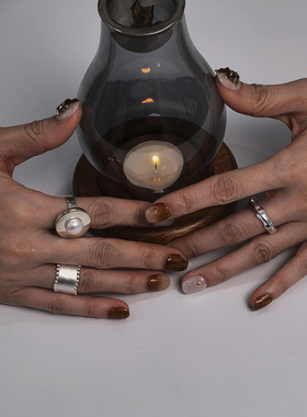 重工ins风通体s925银开口戒叠戴高级感小众设计镂空竹节几何结构