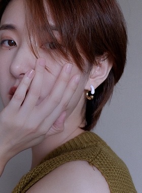 【高定款】STUNNINGMOMO925银滴釉不对称金白混搭配色双面耳环