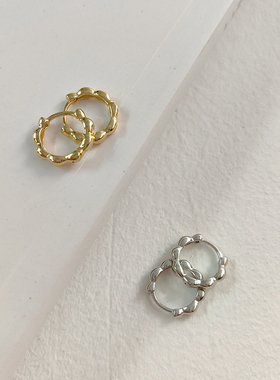 STUNNING MOMO米粒款小耳圈925银防敏百搭素圈耳环