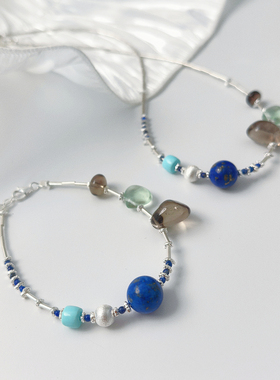 ins彩色异域茶晶S925银项链手链百搭时尚巨显白