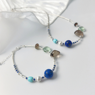 ins彩色异域茶晶S925银项链手链百搭时尚巨显白