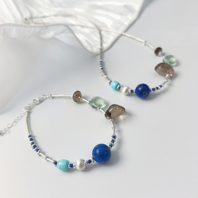 ins彩色异域茶晶S925银项链手链百搭时尚巨显白