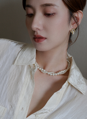 复古宫廷风甜美珠珠缠绕项链高级感锁骨链高级感宴会高奢