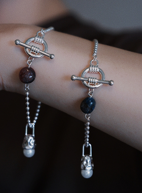 STUNNING MOMO手链925银防敏镶嵌天然石日韩风个性百搭