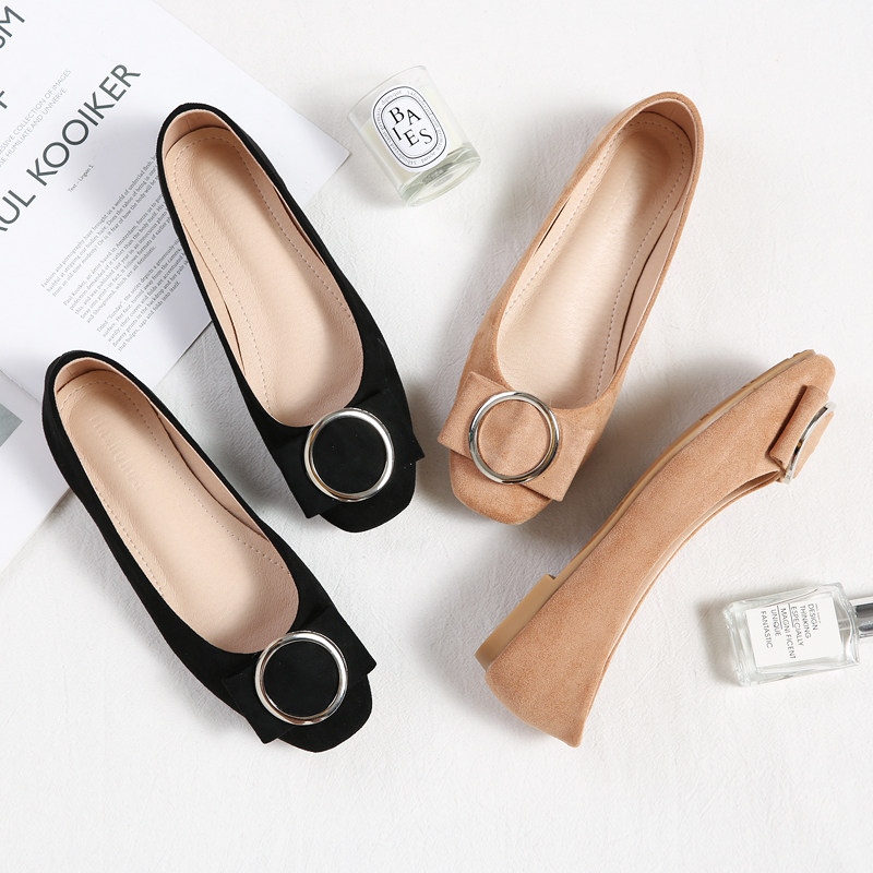 鞋子女2021年新款女鞋春季春款单鞋平底鞋百搭网红方头浅口单鞋女