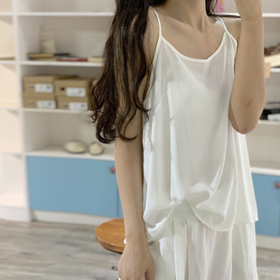背心吊带女 夏季 仙女纯色百搭显瘦人棉轻薄透气宽松短款 无袖 打底衫