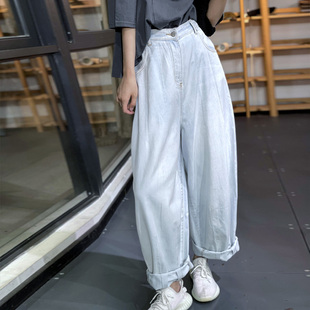 女垮裤 素尚夏季 吊裆灯笼老爹裤 高腰牛仔裤 韩范休闲百搭超宽松薄款