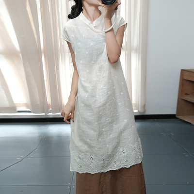 新中式气质娴雅刺绣旗袍裙