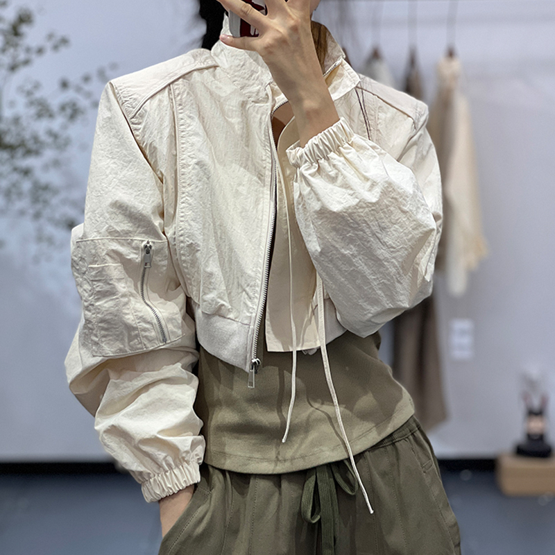 素凡卡秋季新款韩系潮流工装棒球服短款外套内搭小背心两件套装女