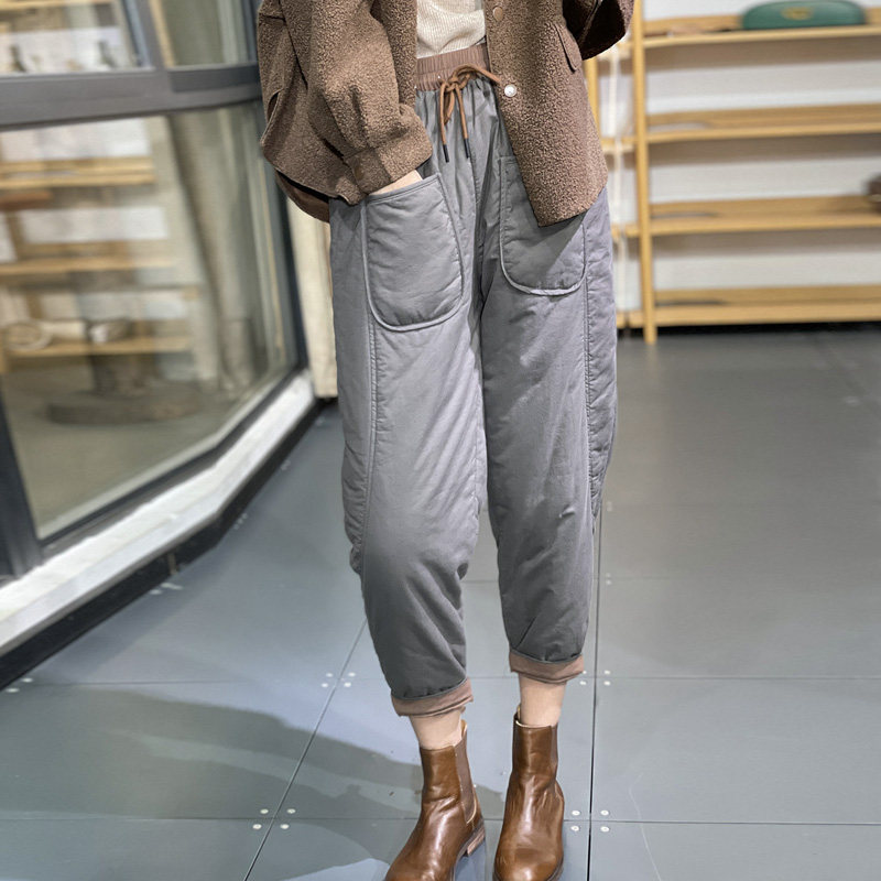 素凡卡冬季棉裤韩版潮流简约撞色松紧腰宽松休闲百搭夹棉哈伦裤女,女装/女士精品,棉裤/羽绒裤,淘宝优惠券,粉丝福利购,淘宝优惠卷