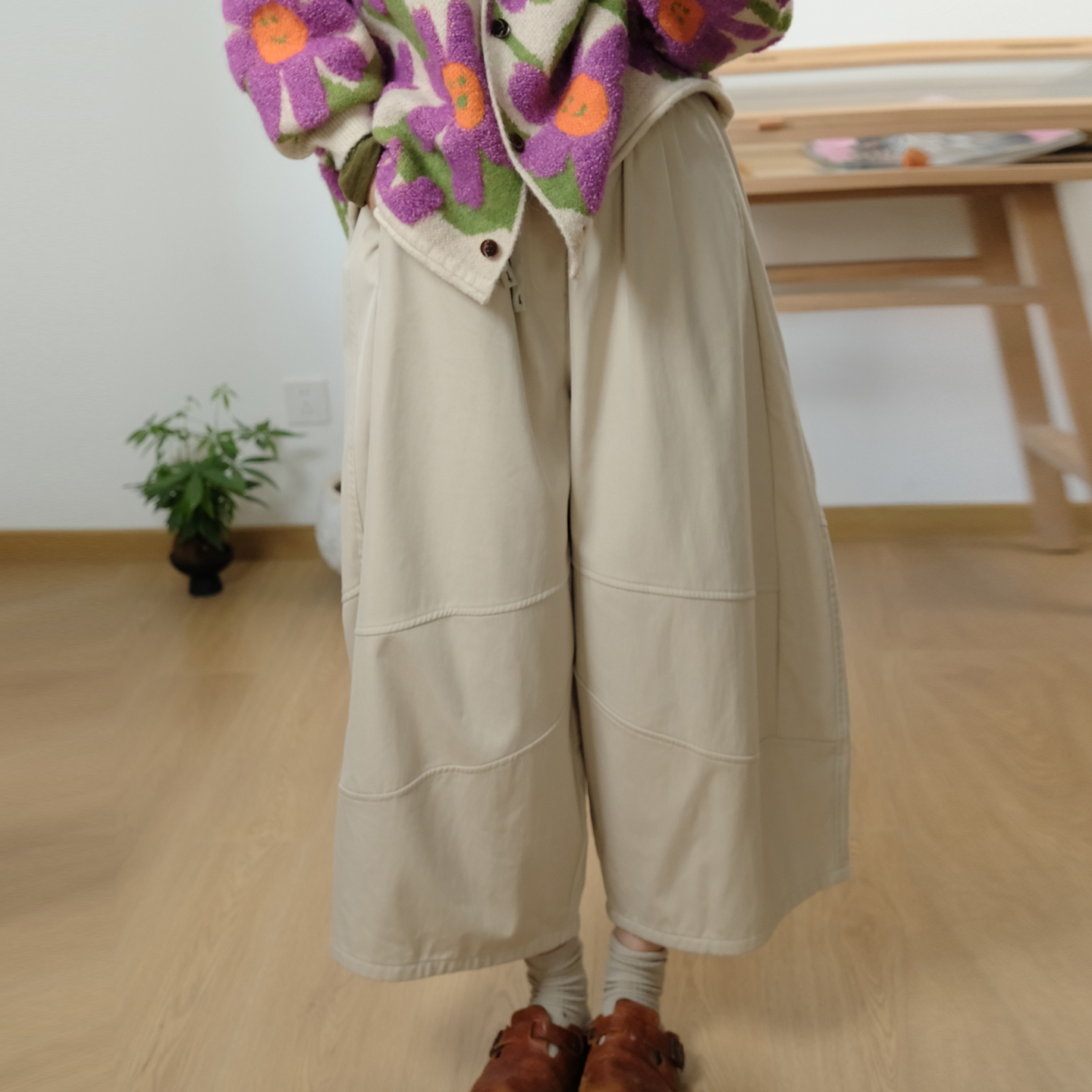 日系简约风百搭阔腿休闲裤