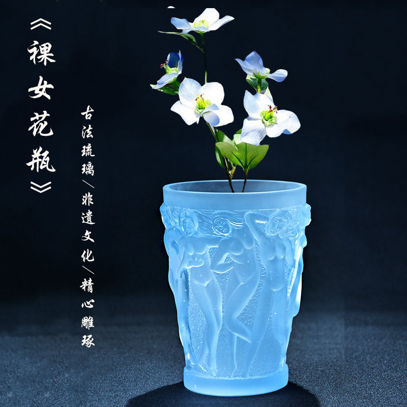 琉璃艺术品原创高端美女花瓶客厅插花摆件轻奢高级感欧式艺术装饰