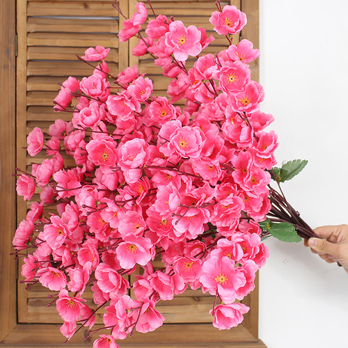 仿真桃花枝梅花客厅摆放假树造景
