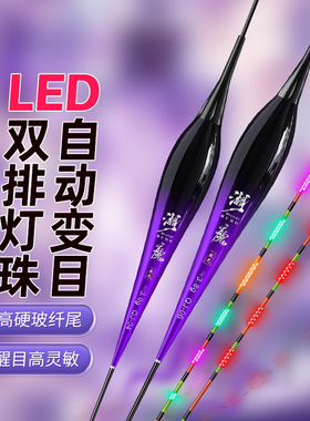湖魔双排LED咬钩变色夜光漂高灵敏醒目日夜两用鲫鱼漂电子漂浮漂