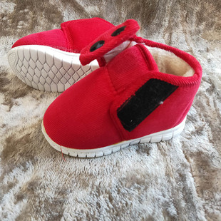 儿童手工棉靴宝宝鞋鸡婆鞋粘扣灯芯绒泡沫底带绒棉加厚男女棉鞋冬