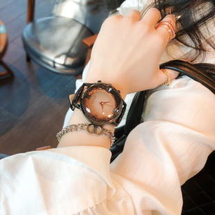 潮流高端大气黑色皮带女款 古欧正品 韩版 炫酷大表盘时尚 手表女个性