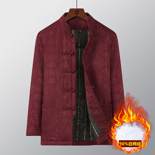 中国风唐装男外套中老年羽绒服