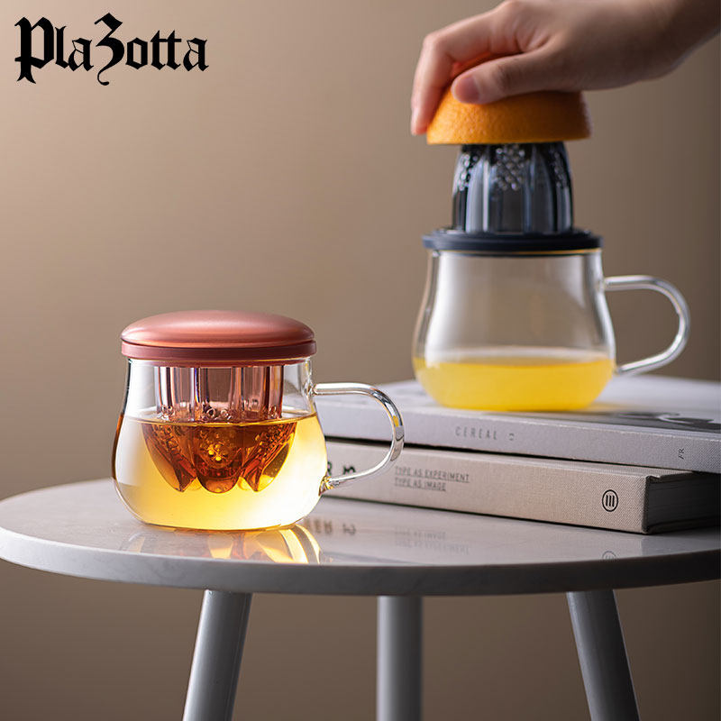 德国plazotta玻璃杯茶杯茶水分离女花茶杯过滤泡茶杯水杯透明杯子