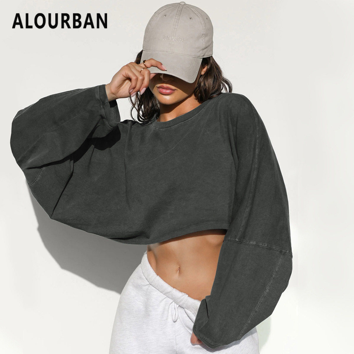 ALOUrban 露脐圆领卫衣瑜伽外套