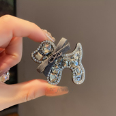 韩国东大门新款 重工卡通小狗蝴蝶结发夹女时尚 轻奢少女侧边碎发夹