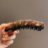 韩版 东大门咖色小碎花香蕉夹女甜美森系高马尾夹竖夹发卡新款 发饰