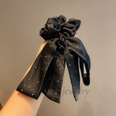 黑色轻奢满天星蝴蝶结飘带发圈女高级感时尚 后脑勺慵懒ins扎头绳