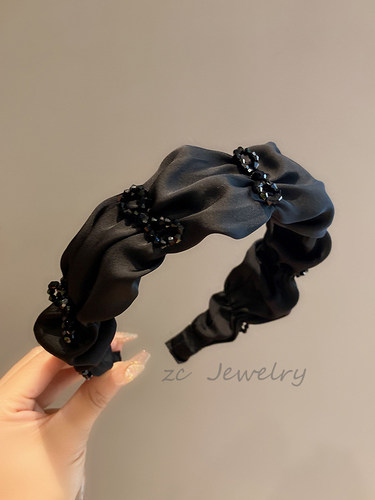 高级感水晶褶皱发箍女