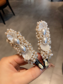 高级感小香风珍珠边夹女小众ins侧边碎发鸭嘴夹气质轻奢发卡发饰